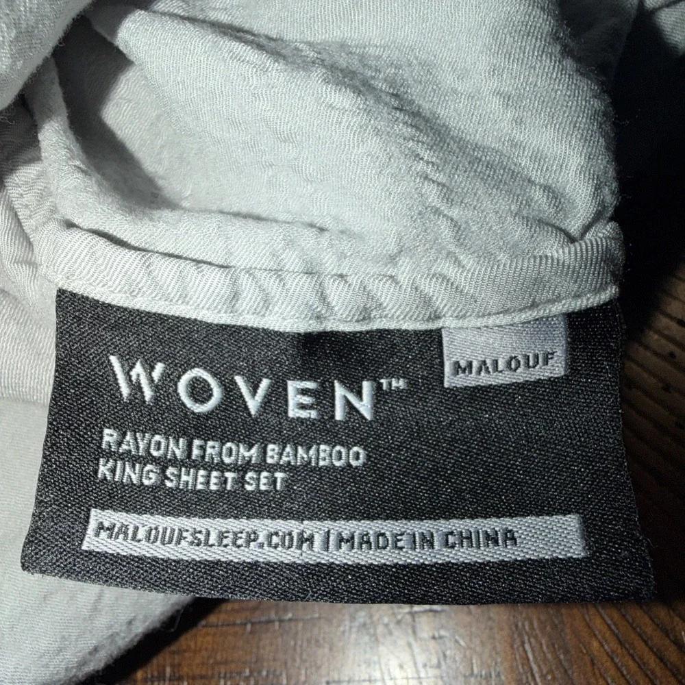 MALOUF Rayon From Bamboo Flat And Fitted Sheet Set Gray Deep Pockets Luxury Soft